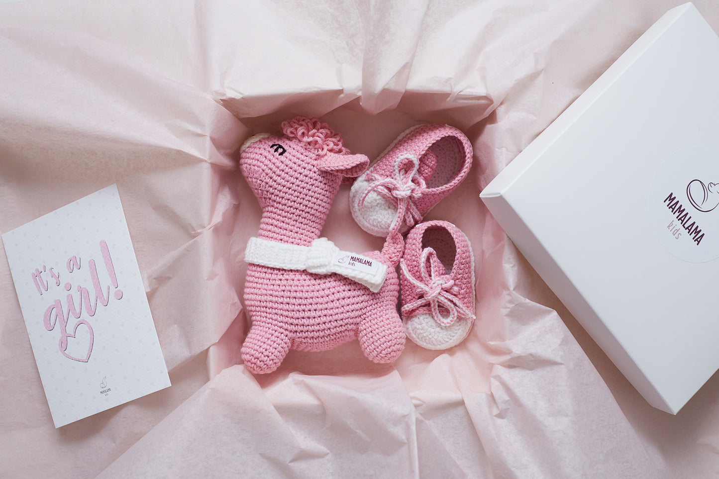 It's a Girl Llama toy & sneakers gift box Pink