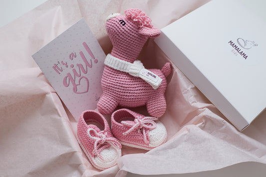 It's a Girl Llama toy & sneakers gift box Pink