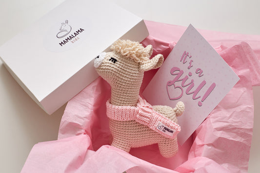 It's a Girl Llama toy gift box Beige