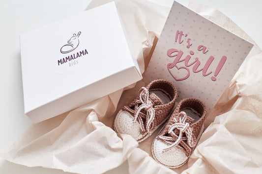 It's a Girl Sneakers booties gift box Brown