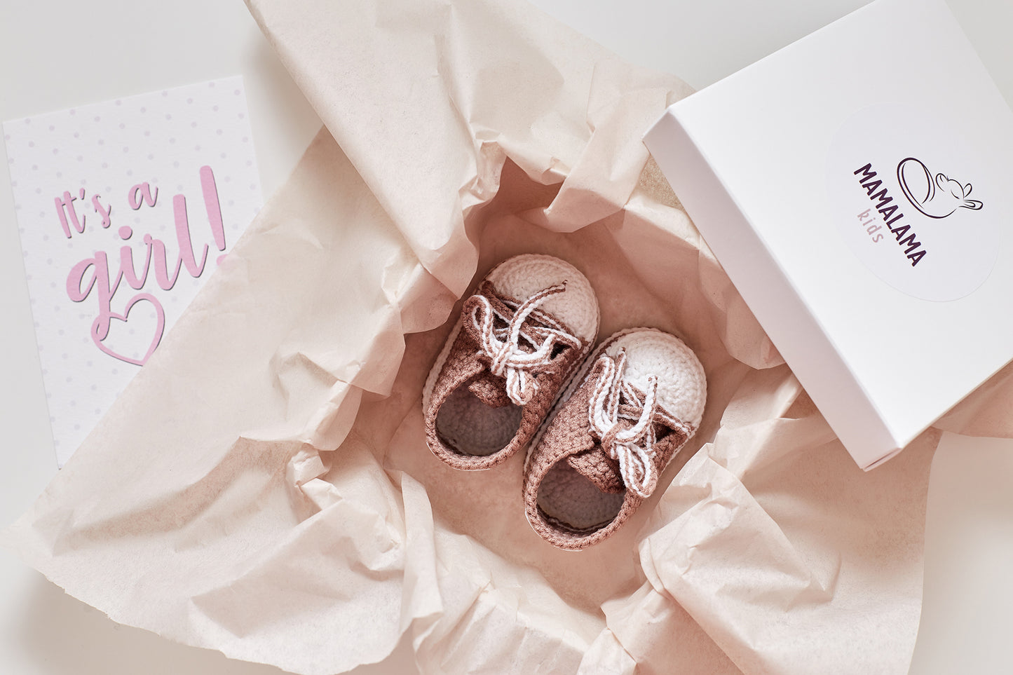 It's a Girl Sneakers booties gift box Brown