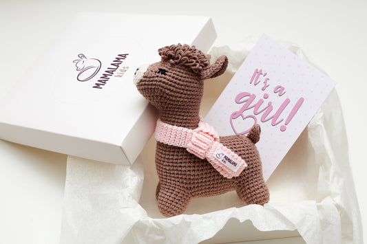 It's a Girl Llama toy gift box Brown