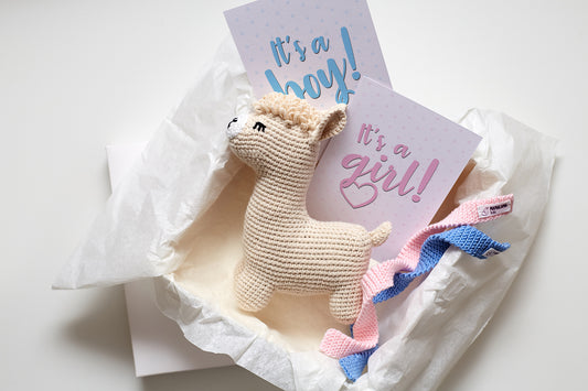 Gender reveal Llama toy gift box Beige