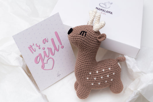 It's a Girl Deer toy gift box Brown