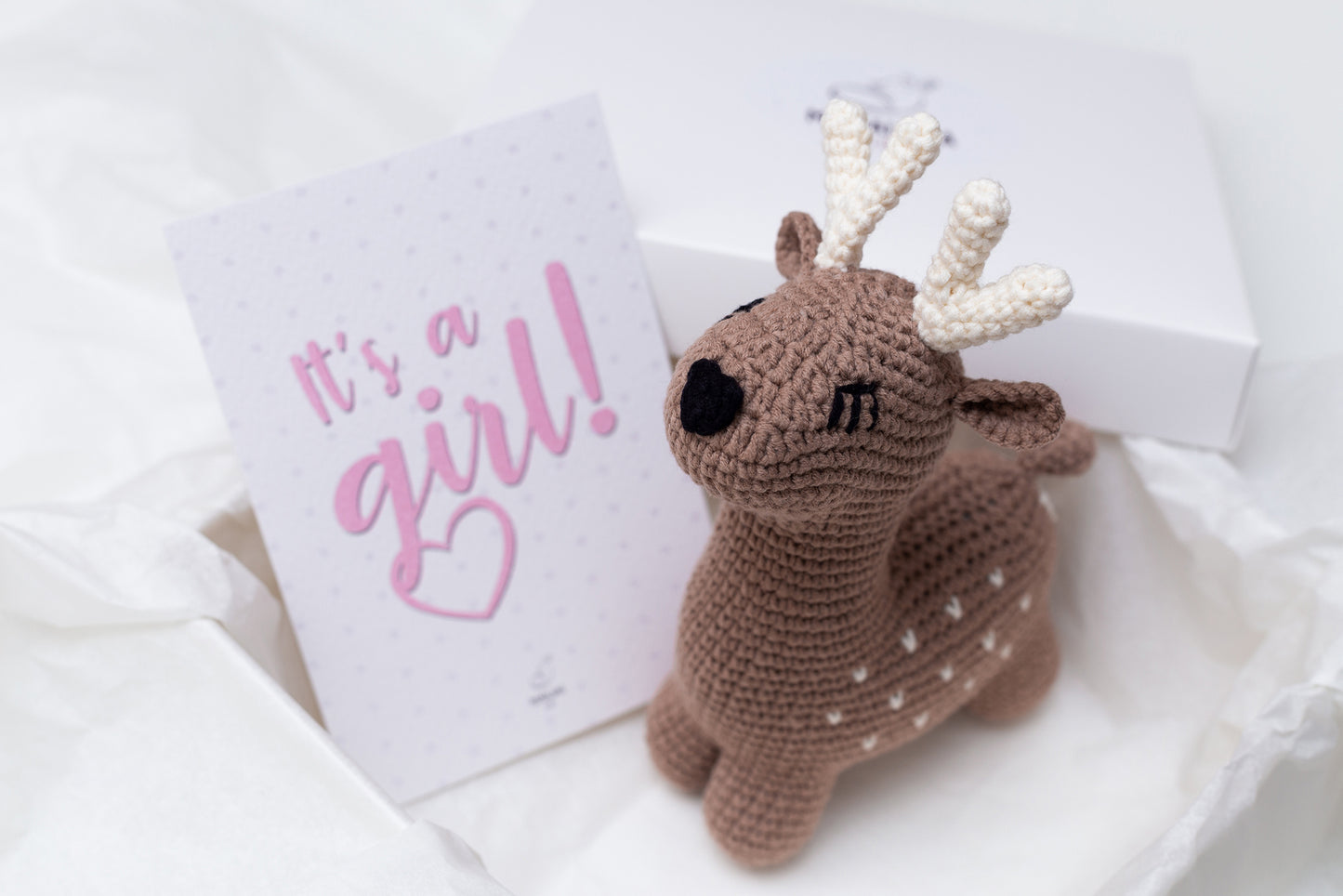 It's a Girl Deer toy gift box Brown