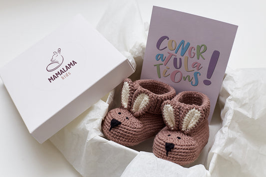 Bunny booties gift box Brown