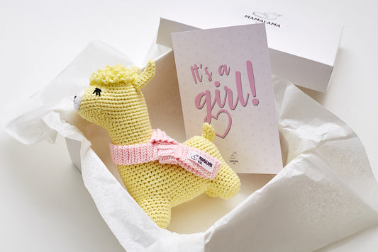 It's a Girl Llama toy gift box Yellow