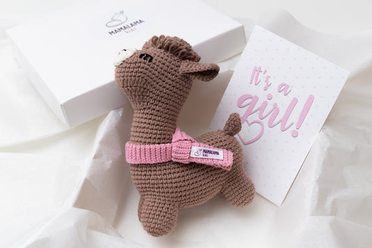 It's a Girl Llama toy gift box Brown