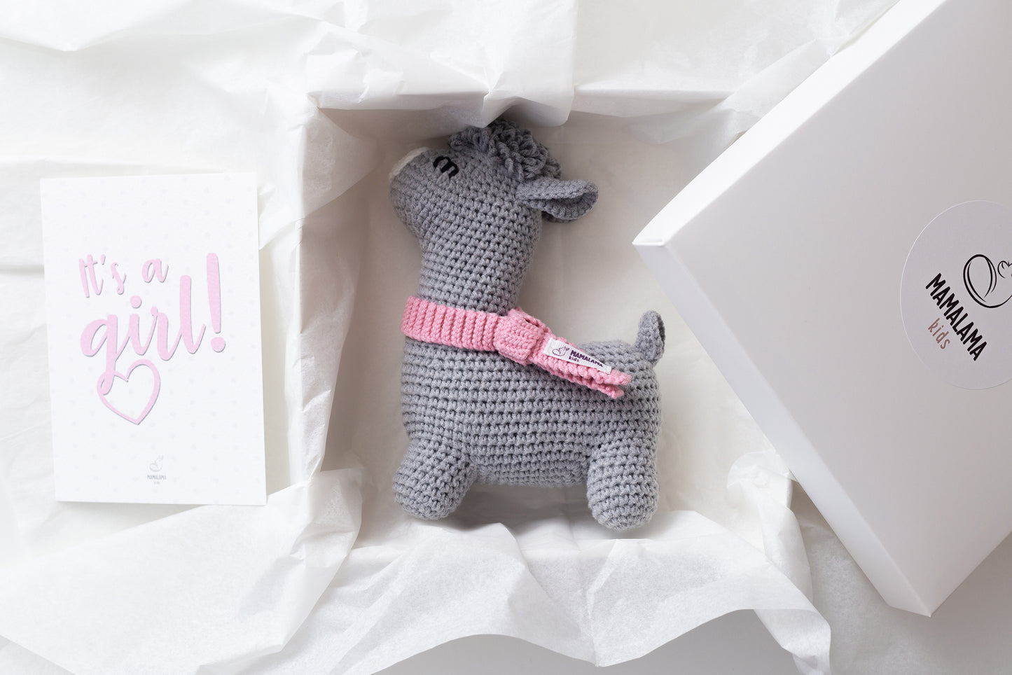It's a Girl Llama toy gift box Gray