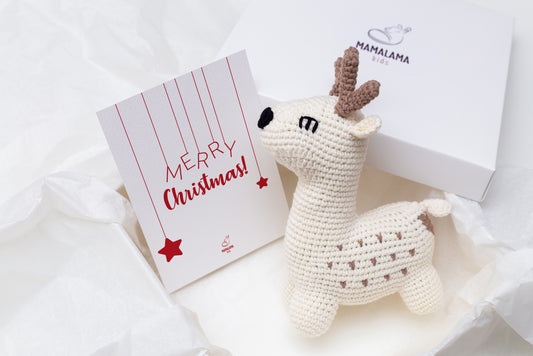 Christmas deer toy gift box Off white