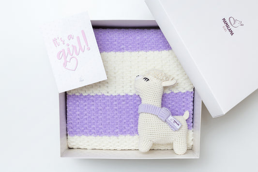 It's a Girl Llama toy & blanket gift box Lavender
