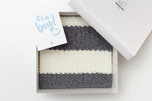 It's a Boy Baby blanket gift box Gray