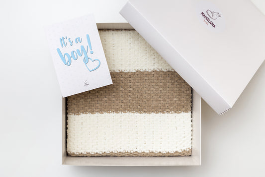 It's a Boy Baby blanket gift box Beige