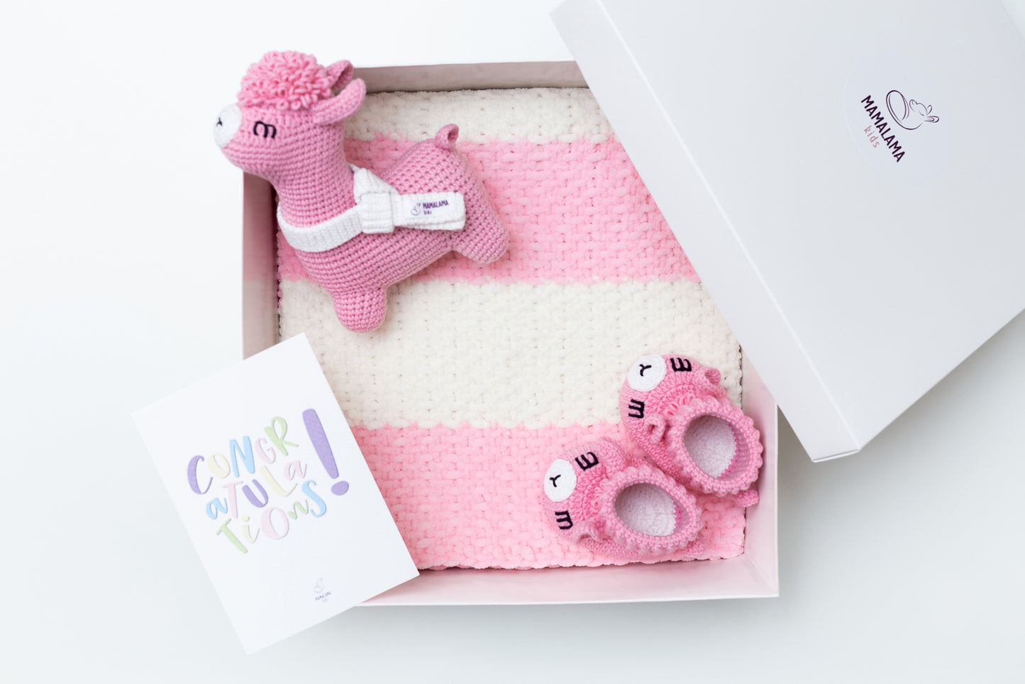 Llama toy & blanket gift box Pink