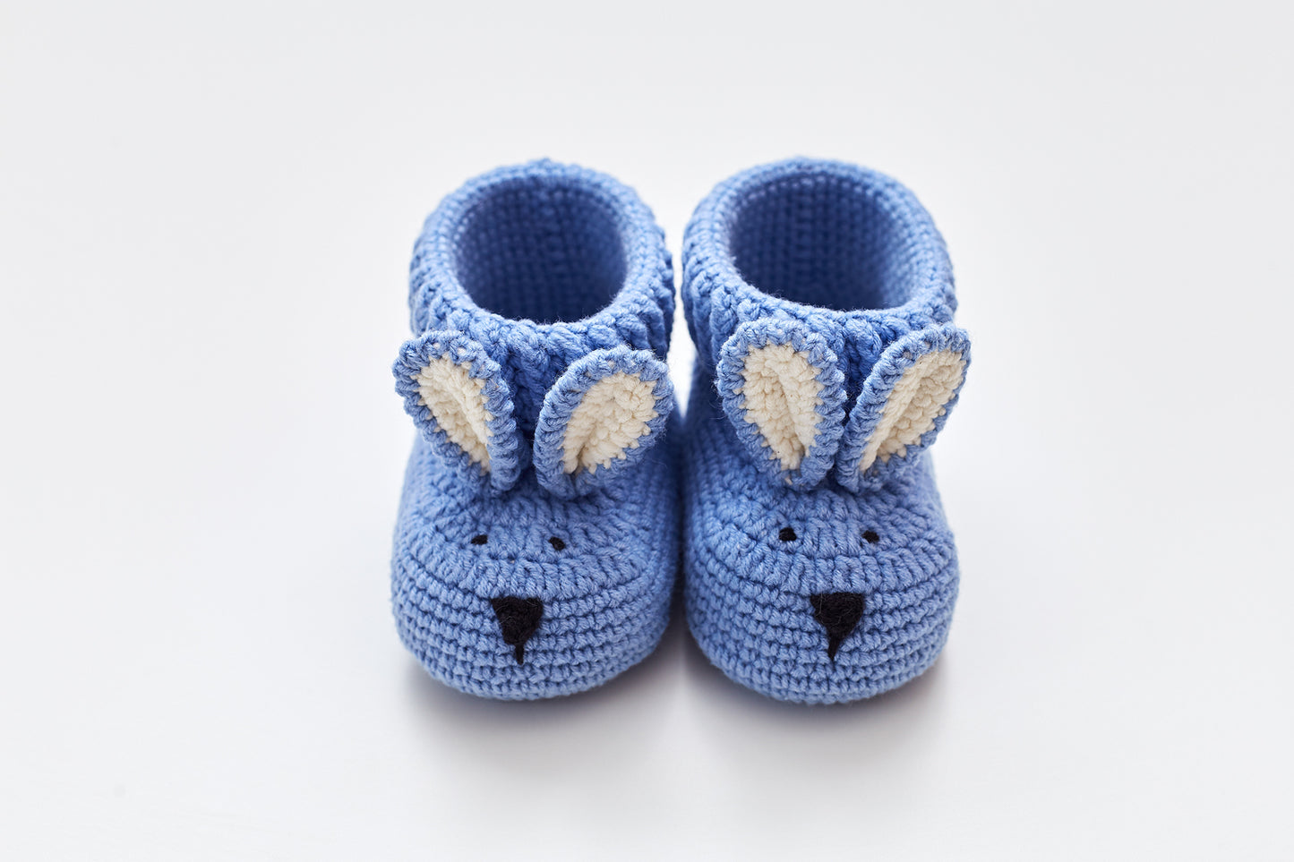 Baby boy shower gift box with crochet bunny booties