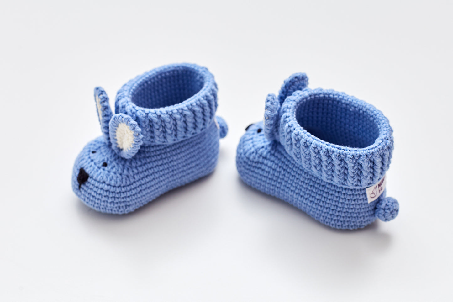 Baby boy shower gift box with crochet bunny booties