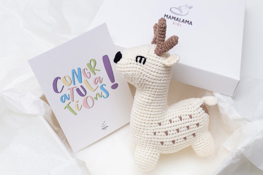 Deer toy gift box Cream