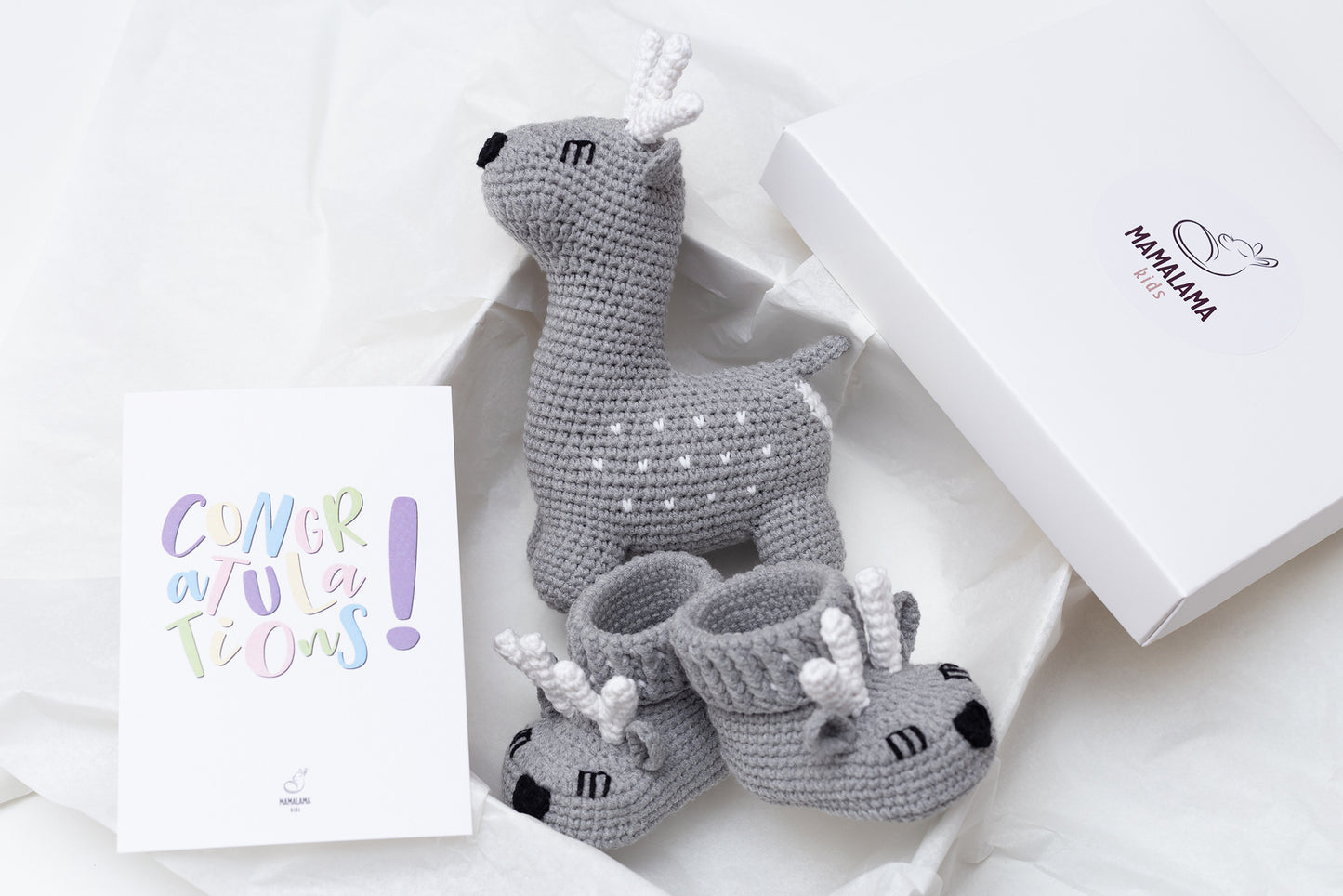 Deer booties pregnancy gift box Gray