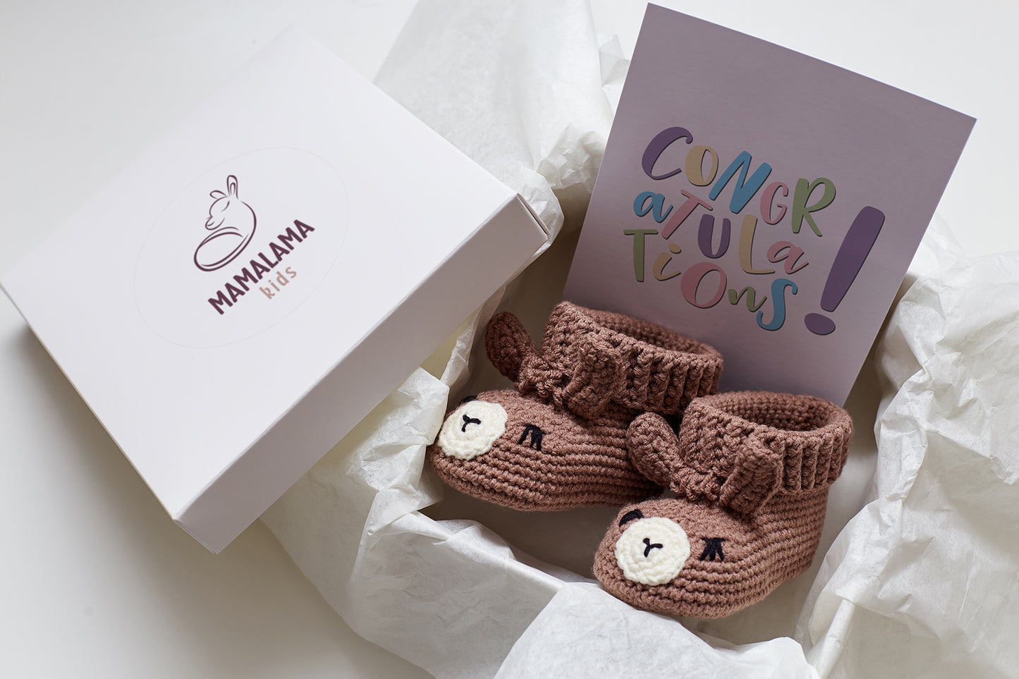 Llama booties pregnancy gift box Brown