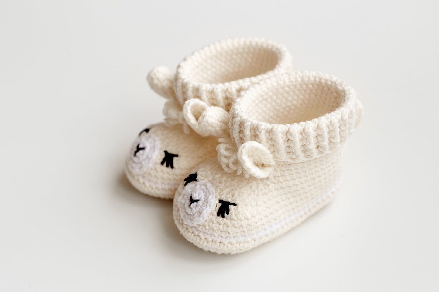 Pregnancy announcement off white llama booties gift box