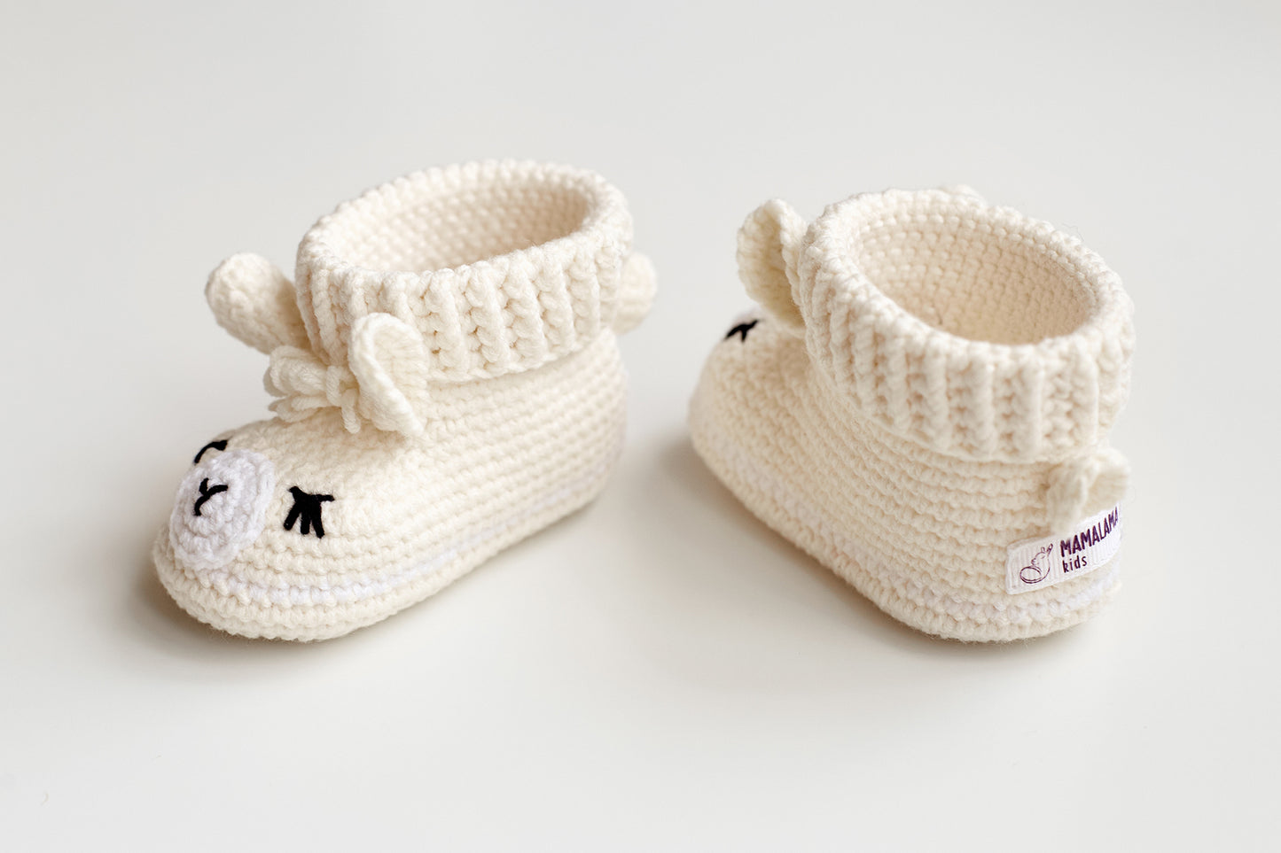 Pregnancy announcement off white llama booties gift box