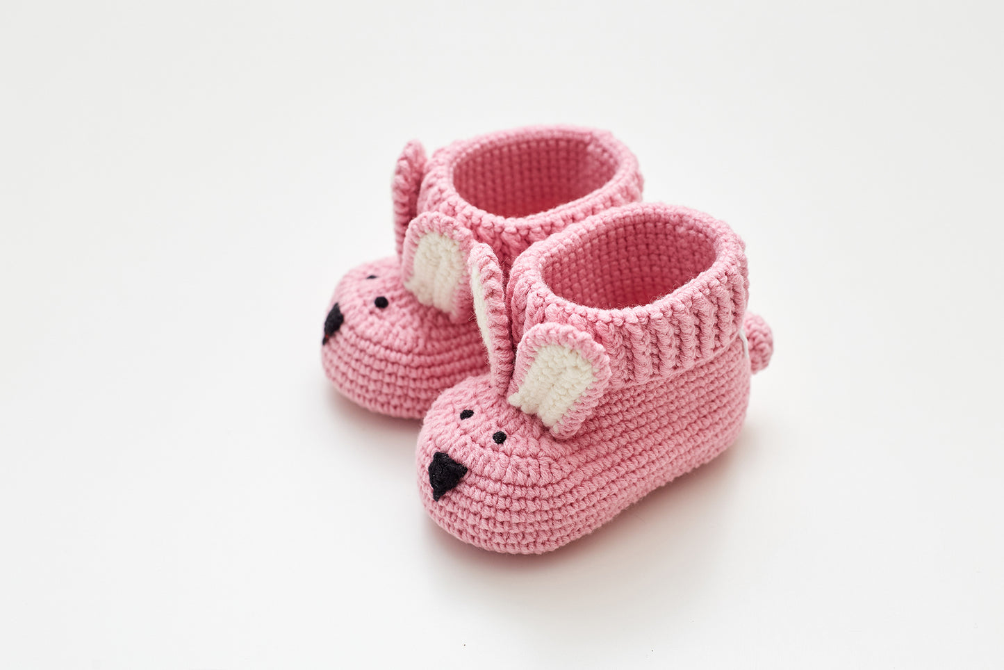 Baby girl shower gift box with crochet bunny booties