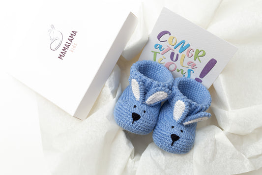 Bunny booties pregnancy gift box Blue