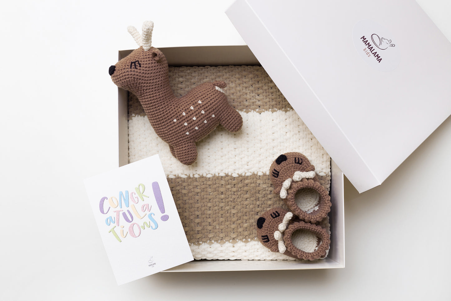 Deer toy & booties pregnancy gift box Brown