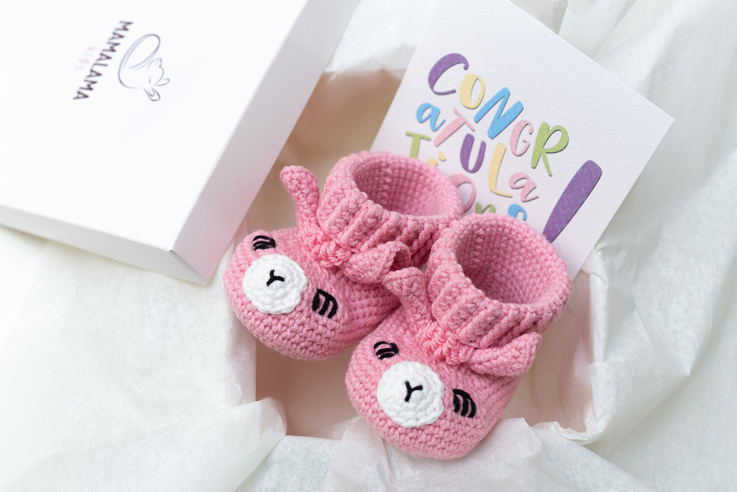 Llama booties gift box Pink