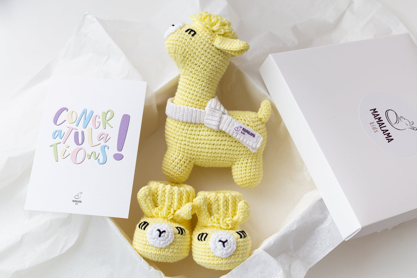 Llama booties pregnancy gift box Yellow