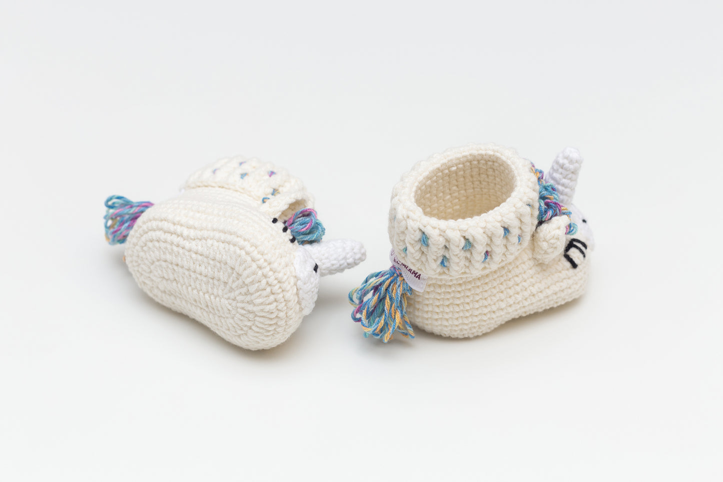 Baby boy shower gift box with crochet unicorn booties