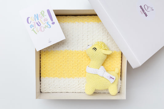 Llama toy & blanket gift box Yellow