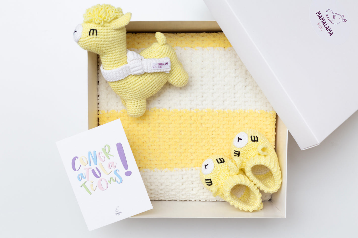 Llama booties pregnancy gift box Yellow