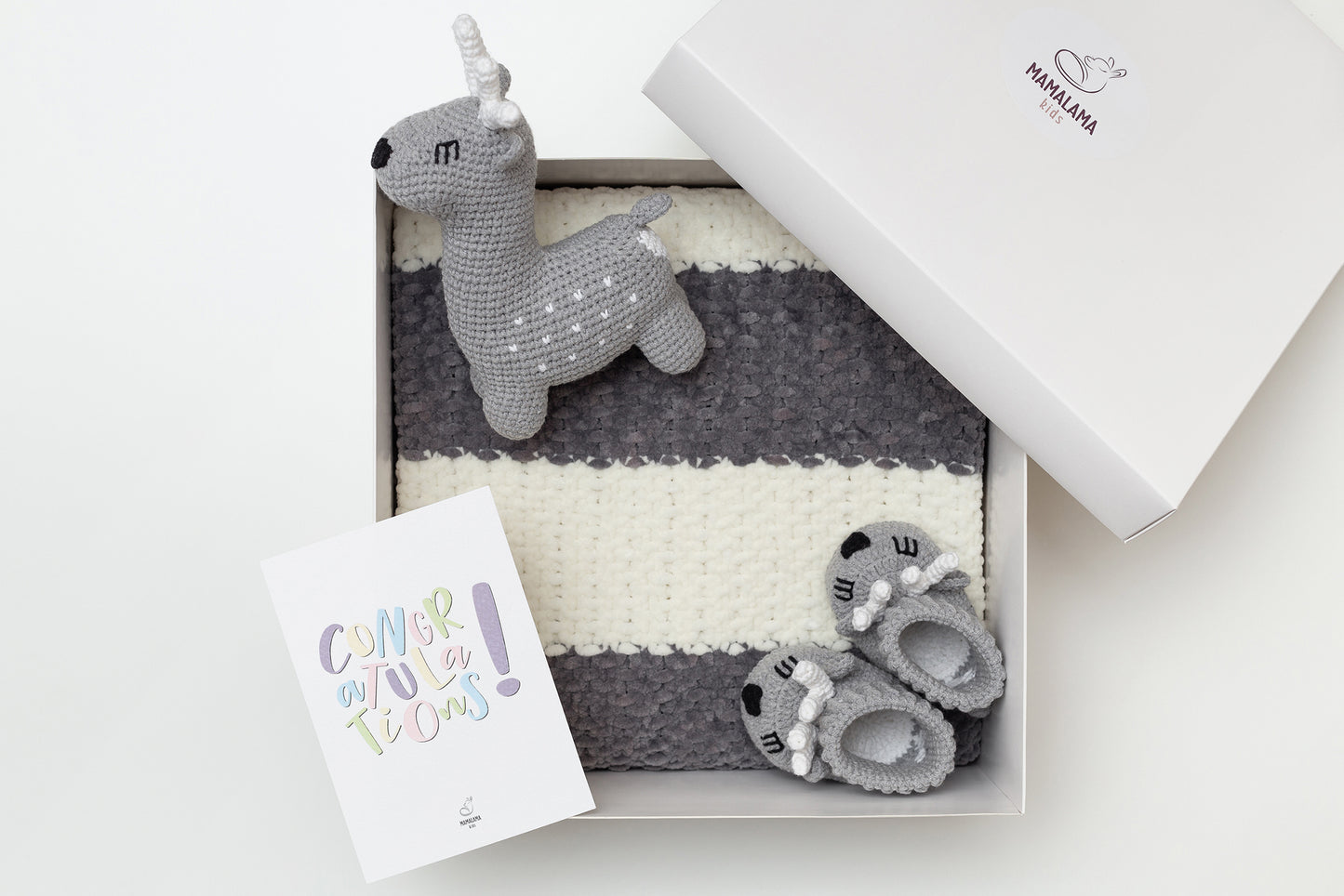 Deer toy & booties pregnancy gift box