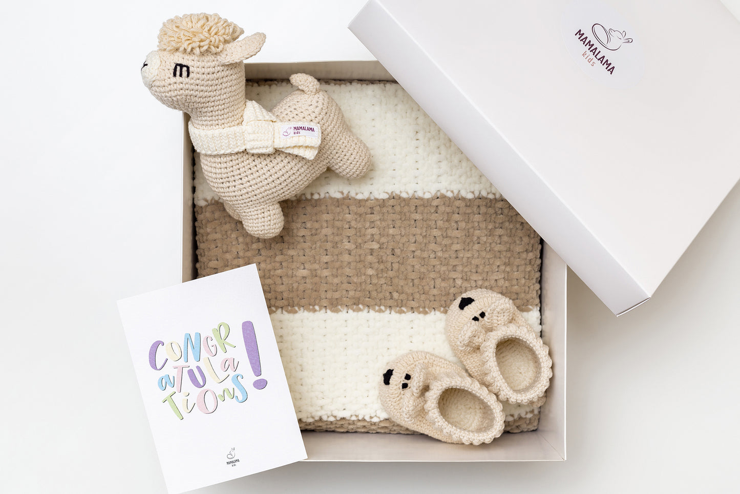 Baby blanket & bunny booties gift box Beige