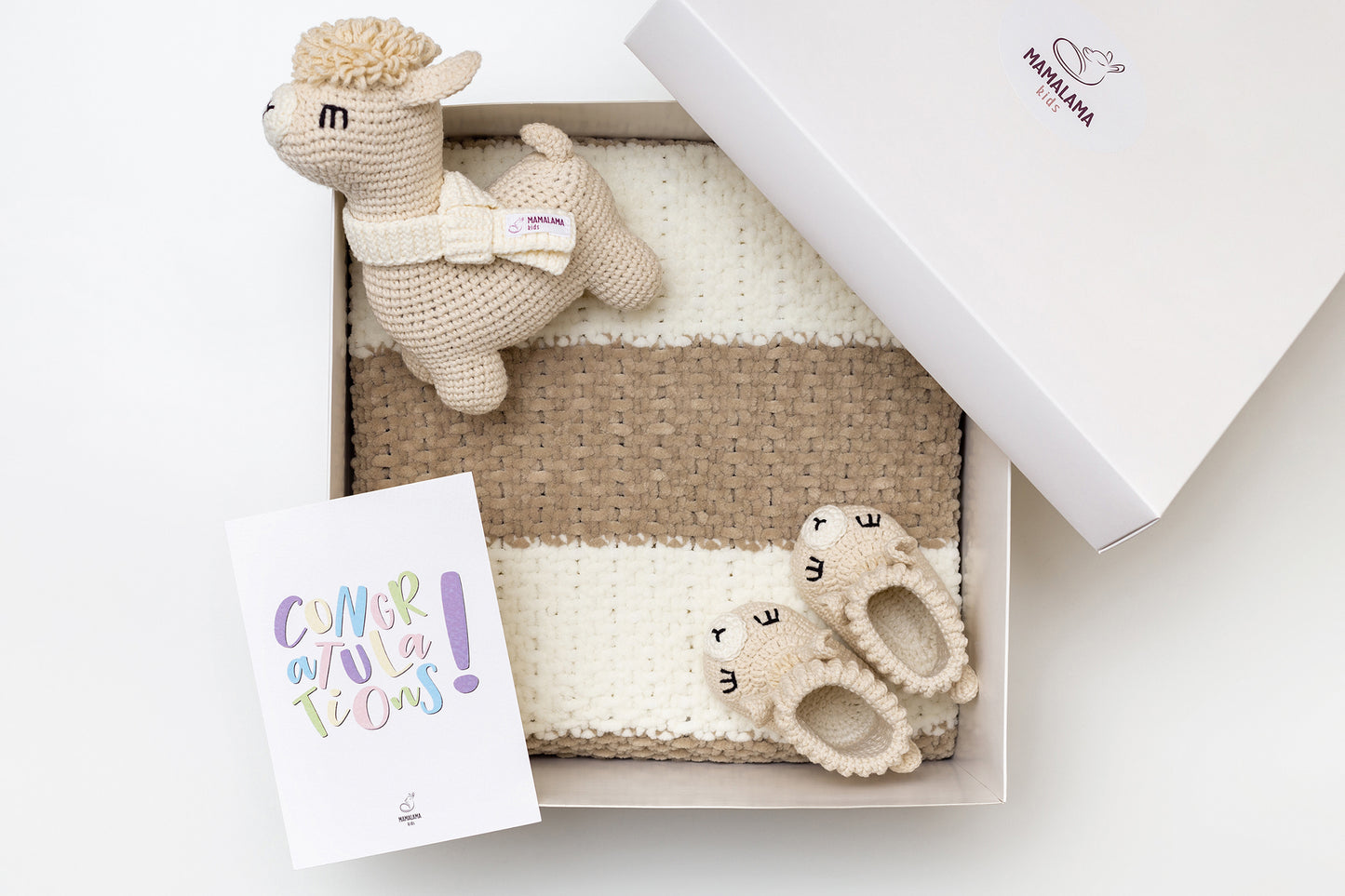 Llama booties pregnancy gift box Brown